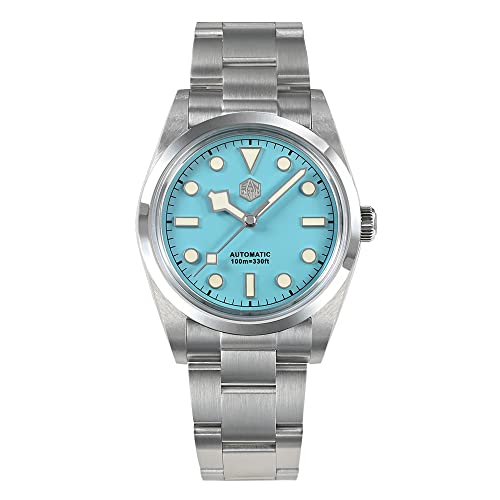 San Martin SN021 Snowflake Hands Explore Climbing Luxus Herrenuhr Saphirglas Mode PT5000 Automatische mechanische Armbanduhr (blau), blau, Mechanisch von NC