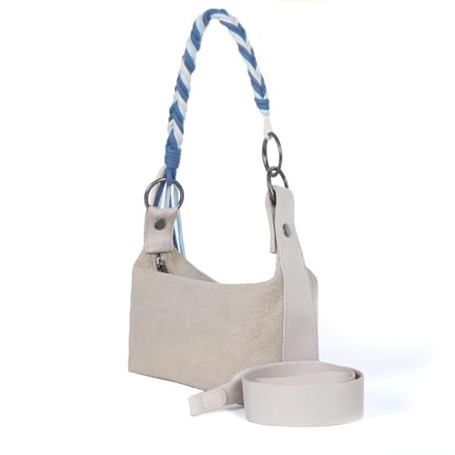 NCEDN Crescent Hobo Bag für Damen - Leinen Schultertasche mit echtem Leder, verstellbarem Riemen, getragen als Crossbody, Tragetasche oder Handheld, rustikaler minimalistischer Stil, Beige NCEDN Crescent Hobo Bag für Damen - Leinen Schultertasche mit echtem Leder, verstellbarem Riemen, getragen als Crossbody, Tragetasche oder Handheld, rustikaler minimalistischer Stil, Beige von NCEDN