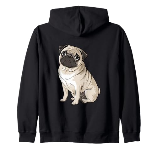 Niedliches Mops-Design, Hund, Damen, Herren, Kinder, lustiger Mops Kapuzenjacke von NCM Pug Lover Apparel