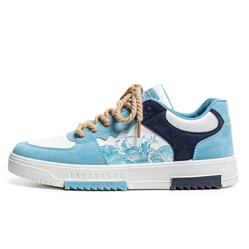 NCNDB Herren Retro Trendy Freizeitschuhe mit Kontrastfarbe Patchwork Skateboard Sneaker, cyan, 41 EU von NCNDB