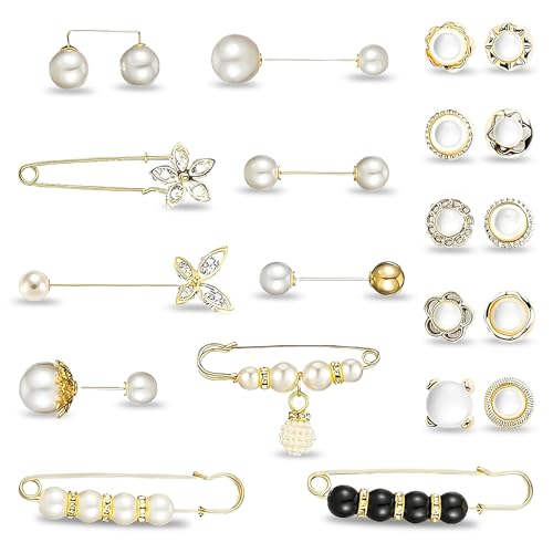 20 Stück Damen Brosche Ausschnitt Verkleinern Clip, Knöpfe Ohne Nähen Multi-Size Vintage Sicherheitsnadeln für Hosen Cardigan Kleid Rock von NCOALE