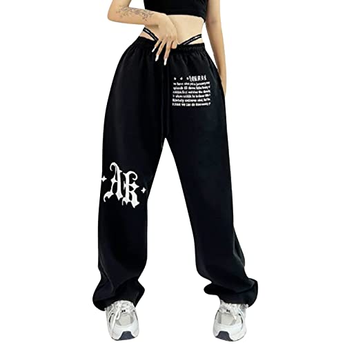 Cargohose Damen Fallschirmhosen Teenager Baggy y2k,High Waist Cargo Elastische Hose 90er Streetwear Freizeithose mit Tasche Breites Bein Boyfriend Pants E-Girl Style Boyfriend Pants Stilvoll Jeanshose von NCQiFei