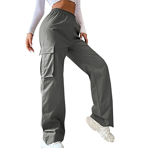 Cargohose Damen Fallschirmhosen Teenager Baggy y2k,High Waist Cargo Elastische Hose 90er Streetwear Freizeithose mit Tasche Breites Bein Boyfriend Pants E-Girl Style Boyfriend Pants Stilvoll Jeanshose von NCQiFei