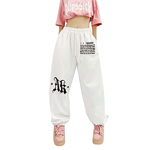 Cargohose Damen Fallschirmhosen Teenager Baggy y2k,High Waist Cargo Elastische Hose 90er Streetwear Freizeithose mit Tasche Breites Bein Boyfriend Pants E-Girl Style Boyfriend Pants Stilvoll Jeanshose von NCQiFei