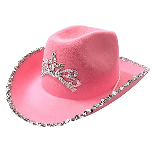 Cowboy Hut Damen Rosa Cowgirl Kostüm Pinker Cowboyhut Erwachsener Frauen Mädchen Pink Karneval Kostümparty Costumes Texanischer für Kostüm und Partyzubehör Fasching, Halloween, Mottoparty,Theater von NCQiFei