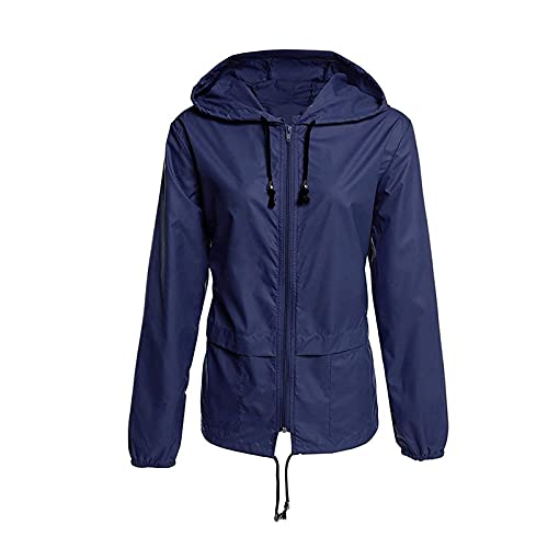 Sportlicher Windbreaker für Damen Windjacke Damen Leicht Fahrradjacke Damen Winddicht Damen Leicht Regenjacke Damen Sport Regenjacke Damen Leichte Laufjacke Damen Regenjacke Beutel (2-Marine, XL) von NCQiFei