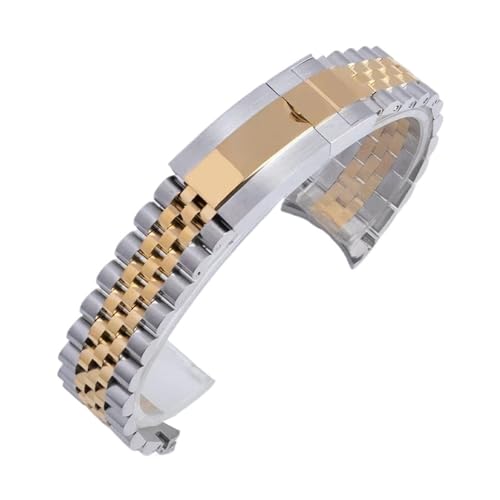 NCSAJCNX 20 mm 21 mm Armband kompatibel mit Rolex-Armband DAYTONA SUBMARINER DATEJUST Uhrenzubehör Faltschließe 316L Edelstahlarmband(Silver Gold) von NCSAJCNX