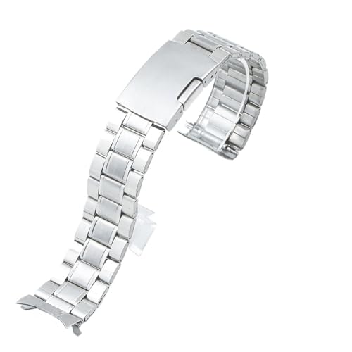 NCSAJCNX 20 mm 22 Stahl-Uhrenarmband mit gebogenem Ende, Uhrenarmband aus Edelstahl, Metallarmband, Ersatz, kompatibel Rolex-Herrenuhrarmband(Silver,20mm) von NCSAJCNX