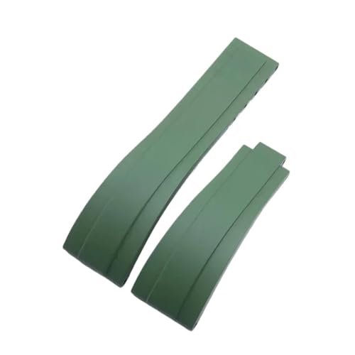 NCSAJCNX 20 mm weiches Gummiarmband, kompatibel mit Rolex-Armband GMT OYSTERFLEX Daytona Submariner GMT Yacht-Master Faltschließe(Green,Matt Silver Buckle) von NCSAJCNX