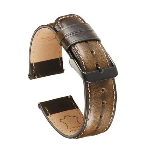 NCSAJCNX 20mm 22mm Release Ölwachs Leder Uhrenarmband Herren Damen Retro gebürstetes wasserdichtes Kalbslederarmband mit Werkzeug(Dark green(black),20mm) von NCSAJCNX