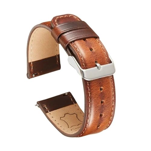 NCSAJCNX 20mm 22mm Release Ölwachs Leder Uhrenarmband Herren Damen Retro gebürstetes wasserdichtes Kalbslederarmband mit Werkzeug(Light brown(silver),20mm) von NCSAJCNX