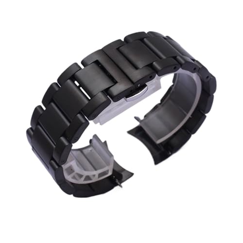 NCSAJCNX Armbänder Unpoliertes Edelstahl Uhrenarmbänder Riemen Blackstainght und gebogenes Ende Mode 20mm 22mm(Black,22mm) von NCSAJCNX