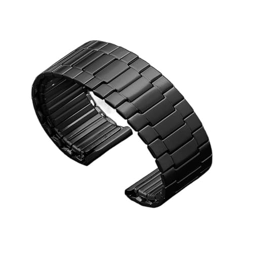 NCSAJCNX Edelstahl-Elastikband SM Metall-Erweiterungsarmband Gürtel for Männer Frauen 2024 Android Smart Watch Ersatzbänder(Black,22MM_S) von NCSAJCNX