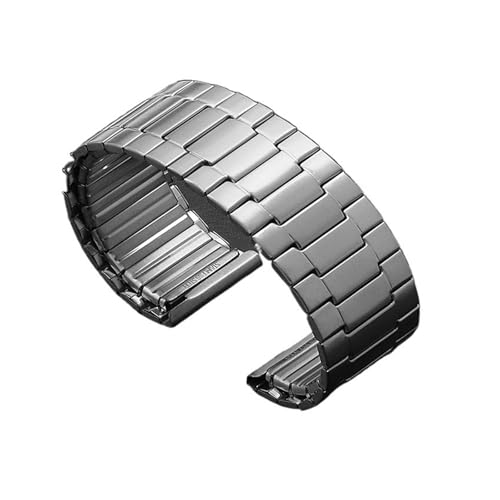 NCSAJCNX Edelstahl-Elastikband SM Metall-Erweiterungsarmband Gürtel for Männer Frauen 2024 Android Smart Watch Ersatzbänder(Silver,22MM_S) von NCSAJCNX