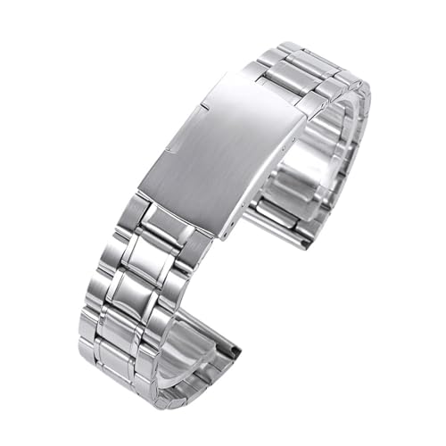 NCSAJCNX Edelstahl Uhrenarmband Verstellbar Silber Metall Armband Universal Faltschließe Uhrengürtel Zubehör(22mm) von NCSAJCNX