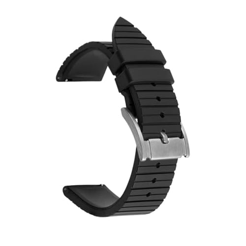 NCSAJCNX Fluorkautschuk-Sportarmband 20/22/24 mm Edelstahl-Schnallenfreigabe FKM Männer Frauen ersetzen Uhrenarmband(Black,22mm) von NCSAJCNX