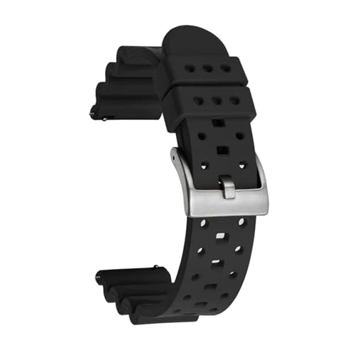 NCSAJCNX Fluorkautschukarmband 18/20/22/24 mm atmungsaktive Löcher Sport wasserdicht Schnellverschluss Männer Frauen FKM ersetzen Uhrenarmband(Black,22mm) von NCSAJCNX