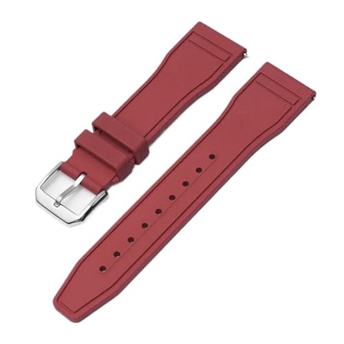 NCSAJCNX Fluorkautschukarmband FKM-Uhrenarmband, kompatibel mit IWC Pilot's Watch IW388114 IW388110 IW388306, Edelstahlschnalle for Herren, 20 mm, 21, 22(Dark Red,22mm) von NCSAJCNX
