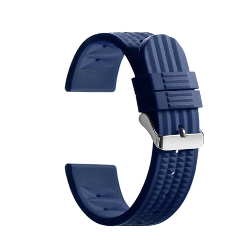 NCSAJCNX Gummi-Waffelband, universeller Ersatz, weiches Silikonarmband, Herren-Sport-Taucherarmband, kompatibel mit Seiko SKX007(Blue,20MM_SILVER BUCKLE) von NCSAJCNX