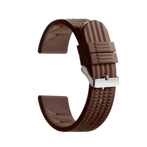 NCSAJCNX Gummi-Waffelband, universeller Ersatz, weiches Silikonarmband, Herren-Sport-Taucherarmband, kompatibel mit Seiko SKX007(Brown,20MM_SILVER BUCKLE) von NCSAJCNX