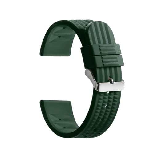 NCSAJCNX Gummi-Waffelband, universeller Ersatz, weiches Silikonarmband, Herren-Sport-Taucherarmband, kompatibel mit Seiko SKX007(Green,20MM_BLACK BUCKLE) von NCSAJCNX