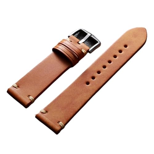 NCSAJCNX Handgefertigtes Lederarmband Braun Schwarz Weiches Herren-Vintage-Kalbslederarmband Kompatibel mit Omega-Rindsleder-Uhrenarmband(Light Brown,20mm) von NCSAJCNX