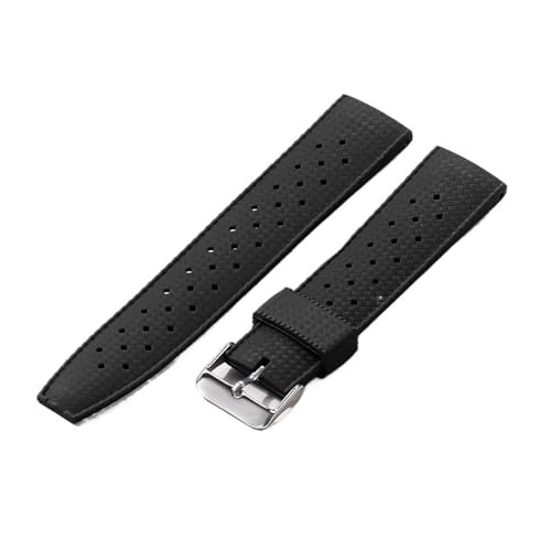 NCSAJCNX Klassisches Uhrenarmband im tropischen Stil aus FKM-Silikon for Seiko-Uhren, Ersatzarmband(Black,22MM_ROSE GOLD CLASP) von NCSAJCNX