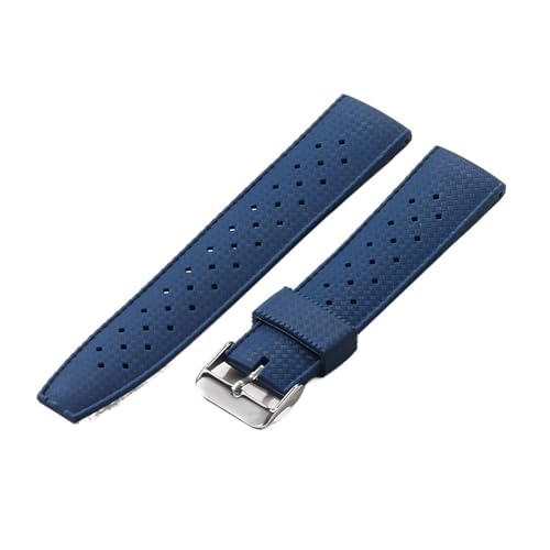 NCSAJCNX Klassisches Uhrenarmband im tropischen Stil aus FKM-Silikon for Seiko-Uhren, Ersatzarmband(Blue,20MM_SILVER CLASP) von NCSAJCNX