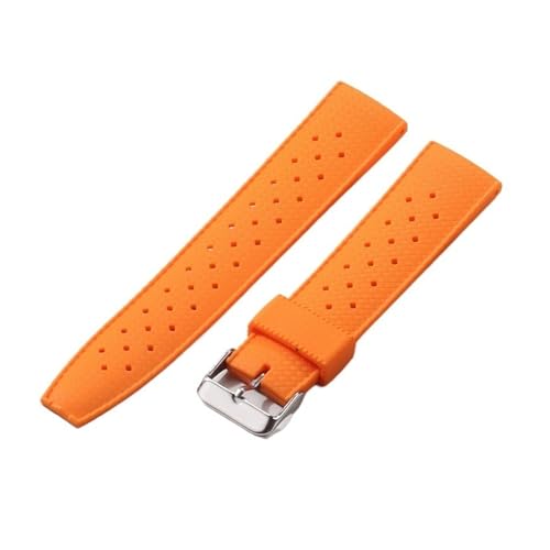 NCSAJCNX Klassisches Uhrenarmband im tropischen Stil aus FKM-Silikon for Seiko-Uhren, Ersatzarmband(Orange,20MM_GOLD CLASP) von NCSAJCNX