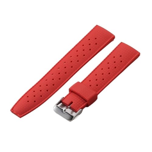 NCSAJCNX Klassisches Uhrenarmband im tropischen Stil aus FKM-Silikon for Seiko-Uhren, Ersatzarmband(Red,22MM_BLACK CLASP) von NCSAJCNX