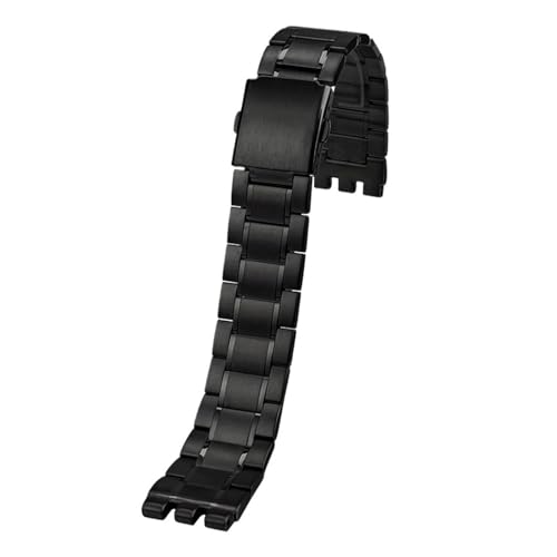 NCSAJCNX Kompatibel mit Swatch Solid Core Metallarmband Konkav-konvexe Uhrenkette YVS400 451 YVB404 Eisen Herren- und Damen-Stahlarmband 19 mm 21(Black,21mm) von NCSAJCNX