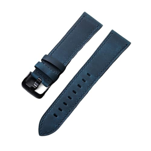 NCSAJCNX Lederarmband kompatibel mit Seiko Vintage Braun Kalbsleder Band Universal Metall Schwarz Schnalle(Blue,22mm) von NCSAJCNX