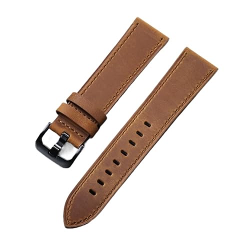 NCSAJCNX Lederarmband kompatibel mit Seiko Vintage Braun Kalbsleder Band Universal Metall Schwarz Schnalle(Dark Brown,24mm) von NCSAJCNX