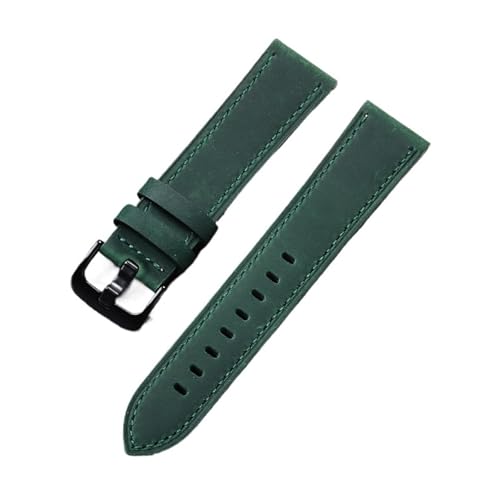 NCSAJCNX Lederarmband kompatibel mit Seiko Vintage Braun Kalbsleder Band Universal Metall Schwarz Schnalle(Green,20mm) von NCSAJCNX