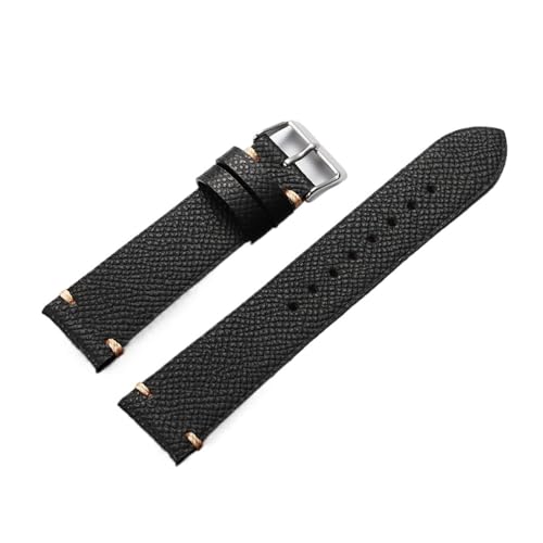 NCSAJCNX Palm Lederarmband Schwarz Grau Braun Criss Cross Stitch Rindsleder Uhrenarmband Kompatibel mit Seiko Band(Black,22mm) von NCSAJCNX