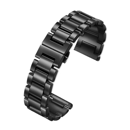 NCSAJCNX Release Edelstahl Keramik Uhrenarmband Herren Damen Mode Armband 12 14 16 18 20 22mm Schwarz Weiß Roségold(Black all ceramic,22mm) von NCSAJCNX