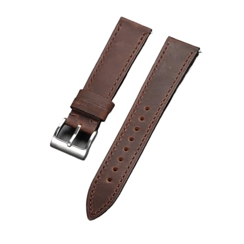 NCSAJCNX Retro Leder Uhrenarmband Quick Release Soft Vintage Braun Herren Damen(Dark Brown,21mm) von NCSAJCNX