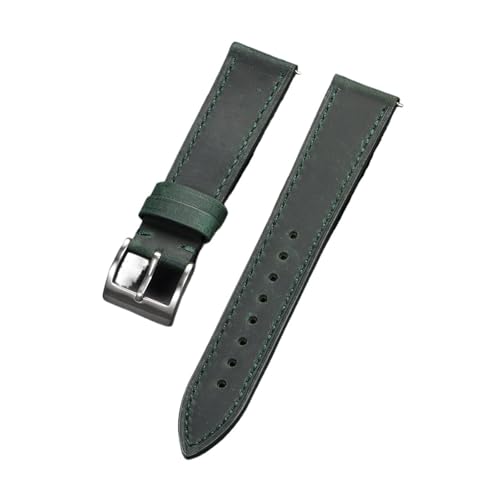 NCSAJCNX Retro Leder Uhrenarmband Quick Release Soft Vintage Braun Herren Damen(Green,21mm) von NCSAJCNX