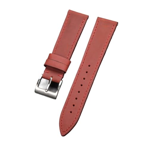 NCSAJCNX Retro Leder Uhrenarmband Quick Release Soft Vintage Braun Herren Damen(Red,22mm) von NCSAJCNX