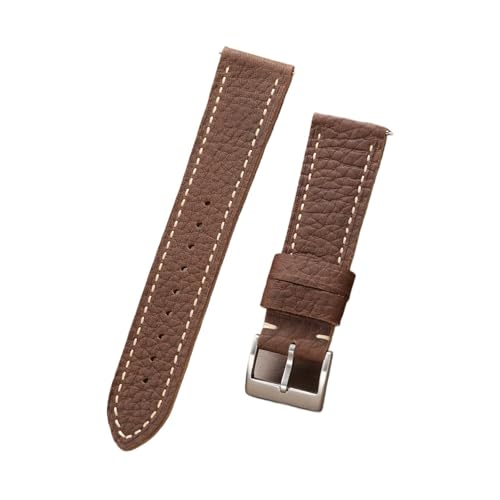 NCSAJCNX Rindsleder Uhrenarmband Armband Vintage Kalbsleder Damen Herren Mode Gürtel mit Dornschließe(Brown,20mm) von NCSAJCNX