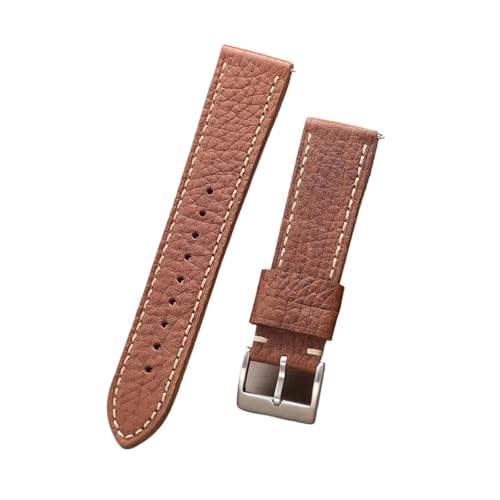 NCSAJCNX Rindsleder Uhrenarmband Armband Vintage Kalbsleder Damen Herren Mode Gürtel mit Dornschließe(Light brown,24mm) von NCSAJCNX