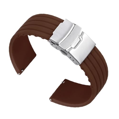 NCSAJCNX Schnellverschluss-Gummiarmband, verlängertes weiches Handuhr-Silikonband for Herren, wasserdichtes Armband, zuschneidbares Fit-Armband(BN,24MM_BLACK CLASP) von NCSAJCNX