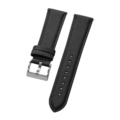 NCSAJCNX Segeltuch-Uhrenarmband for Herren und Damen, wasserdicht, Nylon, Schnellverschluss, Sportarmband, kompatibel mit Omega, Blancpain-Gürtel(Black,22MM_BLACK BUCKLE) von NCSAJCNX
