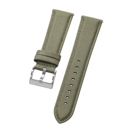 NCSAJCNX Segeltuch-Uhrenarmband for Herren und Damen, wasserdicht, Nylon, Schnellverschluss, Sportarmband, kompatibel mit Omega, Blancpain-Gürtel(Green,20MM_SILVER BUCKLE) von NCSAJCNX