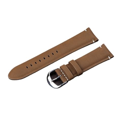 NCSAJCNX Uhrenarmband 20 mm 22 Vintage Sude Band Ersatzarmband Handgefertigtes Näharmband Polierter Verschluss Kompatibel mit Omega Seiko(Light brown,20mm) von NCSAJCNX