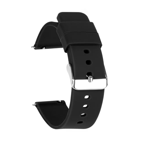 NCSAJCNX Universal Gummi Silikon Armband Männer Frauen Weiche Sport Wasserdichte Smart Uhr Band(Black,22mm) von NCSAJCNX