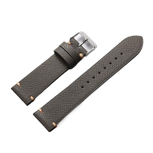 NCSAJCNX Vintage Braunes Kalbslederarmband, handgenähtes Rindslederarmband, kompatibel mit Omega Business Band(Grey,18mm) von NCSAJCNX