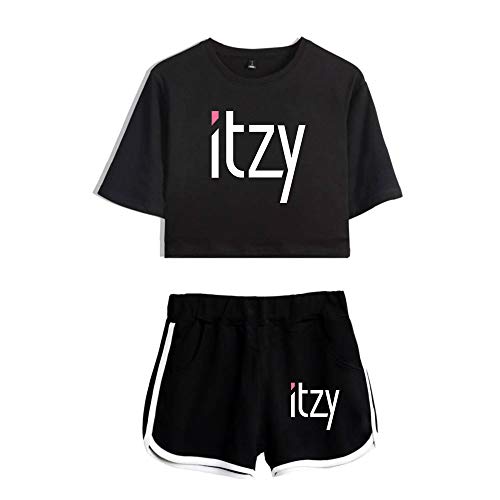 Damen T-Shirts und Hosen Set Shorts Sommer Crop Tops Sport Anzug Frauen Bauchfrei Oberteile Sport Kurze Hose Set Briefdruck Bekleidungs Set von NCTCITY