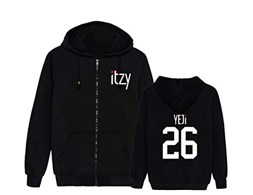 KPOP ITZY Bedrucken Kapuzenpullover Zip-Hoodies Freizeit Langarm Hoodies Langärmliges Loose Sweater Top für Herren und Damen YUNA RYUJIN CHAERYEONG LIA YEJI von NCTCITY