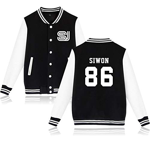 KPOP Super Junior Baseball Jacke Mit der Taste Bedrucken Pullover Langarm Sweatshirts Loose Warme Sweater Tops Für Fans Männer und Frauen LeeTeuk YeSung ShinDong DongHae EunHyuk Siwon von NCTCITY